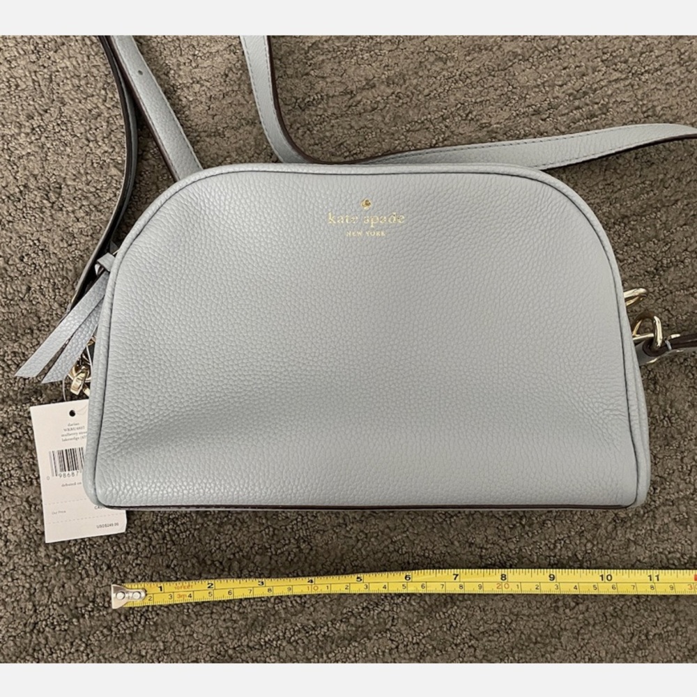 Kate Spade NWT Lt blue Mulberry Street Darian Double Zip Leather Crossbody Bag - Picture 9 of 13